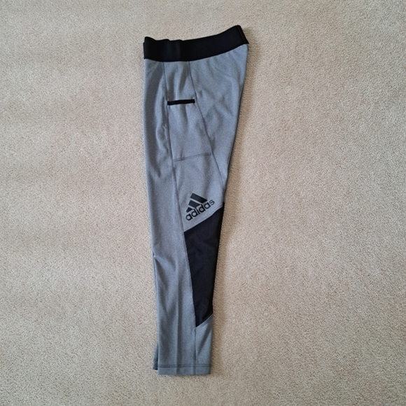 Adidas Aeroready Leggings Women's Medium Grey Black Mesh Panel Activewear Pants - Picture 2 of 8